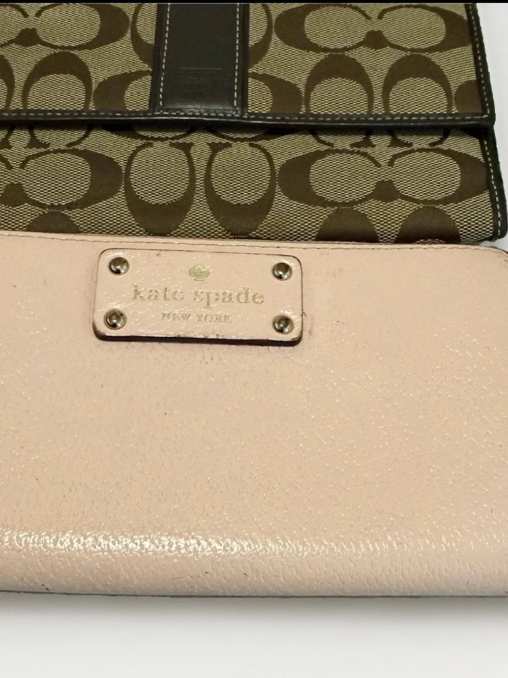 Coach kate spade Michael Kors Bundle leather Zip Around Wallets with Gold Logo